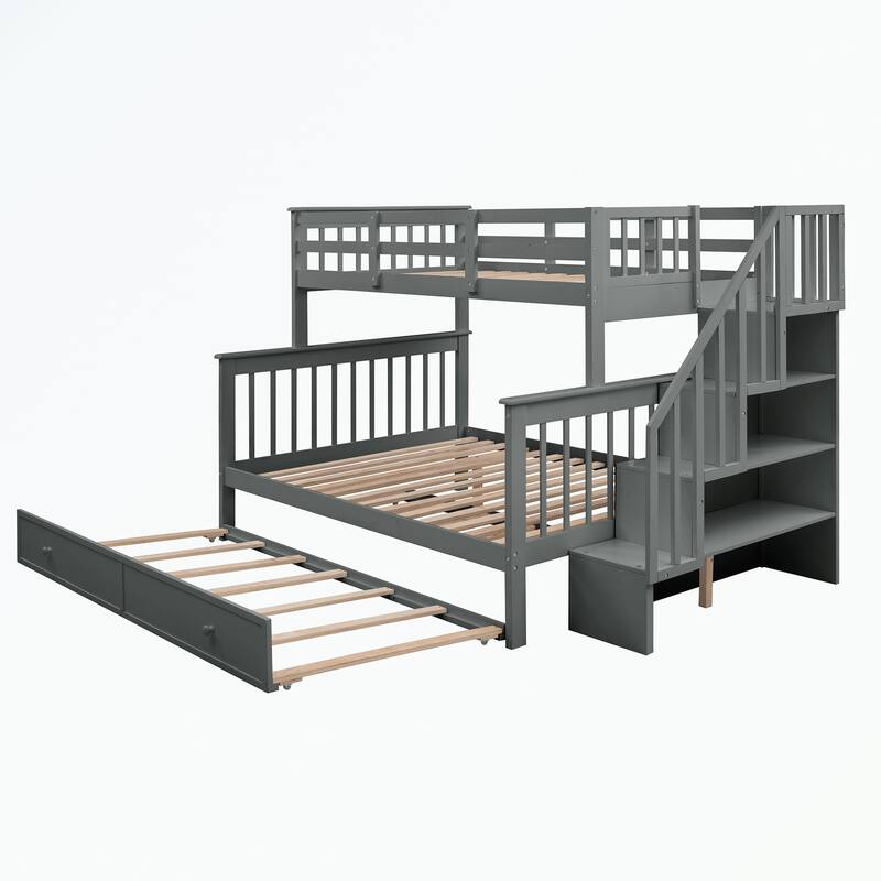 Stairway Twin-Over-Full Bunk Bed with Twin size Trundle