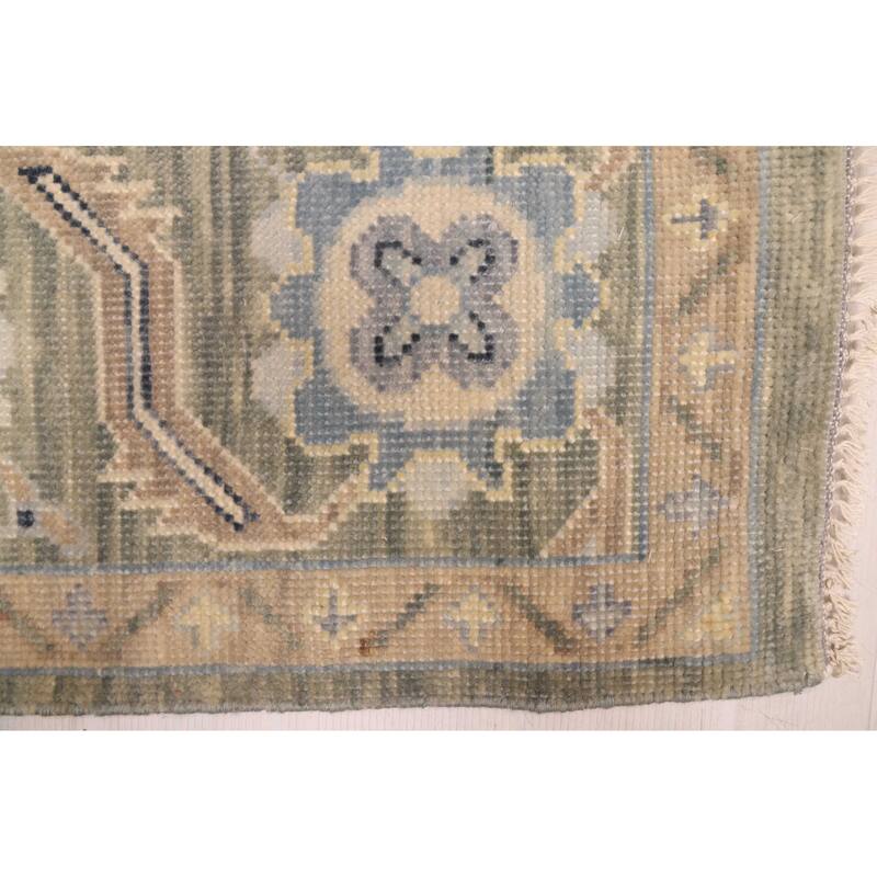 ECARPETGALLERY Hand-knotted Modern Oushak Dark Olive Green Wool Rug - 8'11 x 12'2