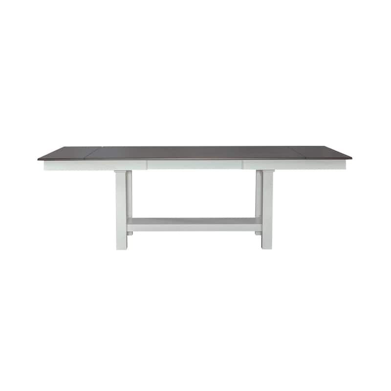 Brook Bay Textured White Carbon Gray Trestle Table Set