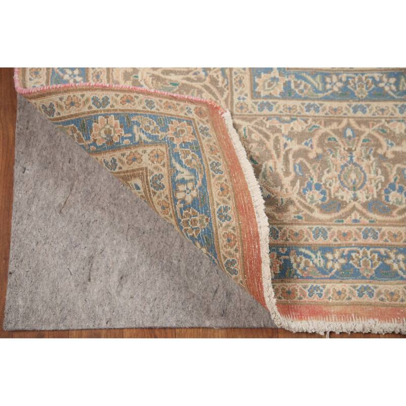 Hand Knotted Oriental 100% Wool Carpet Traditional Floral Pink Mashad Area Rug - 12' 7'' X 9' 6''