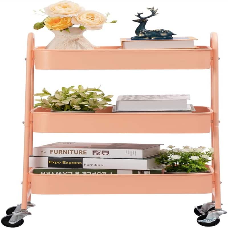 3 Tier Metal Utility Cart - 11.42"D x 15.35"W x 30"H