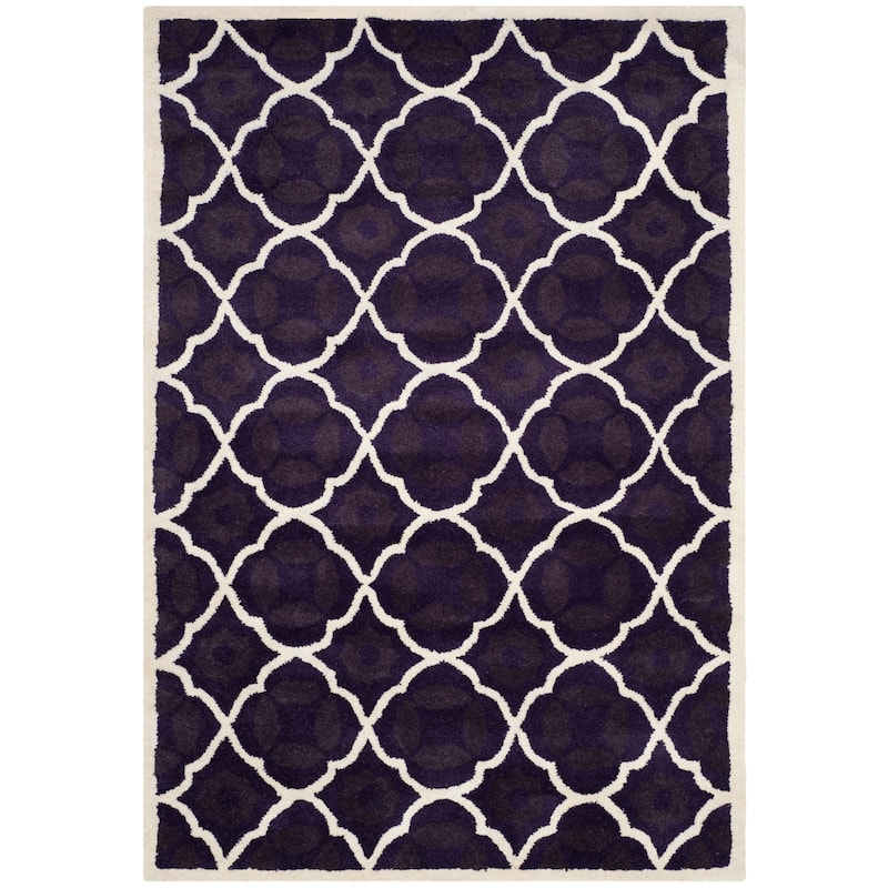 SAFAVIEH Handmade Chatham Kader Modern Moroccan Wool Rug - 3' x 5' - Purple/Ivory