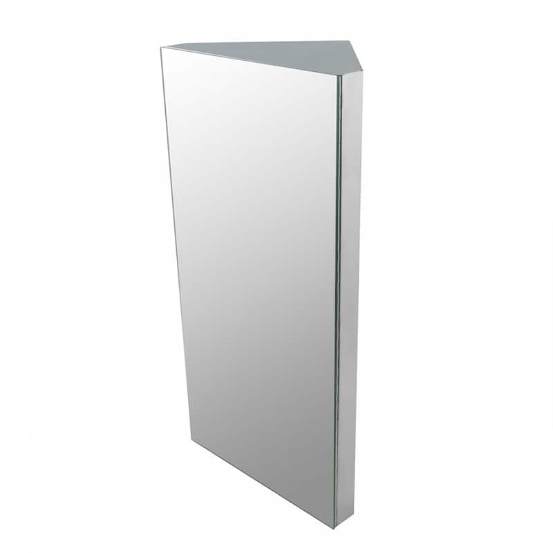Corner Medicine Cabinet Infinity Stainless Steel 23.6" x 11.8" with Mirror Triple Shelf Opens Left to Right