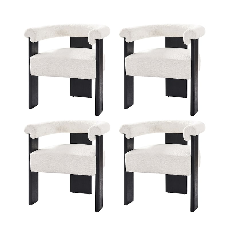 Georg Modern Boucle Dining Chair with Solid Wood Legs Set of 4 by HULALA HOME
