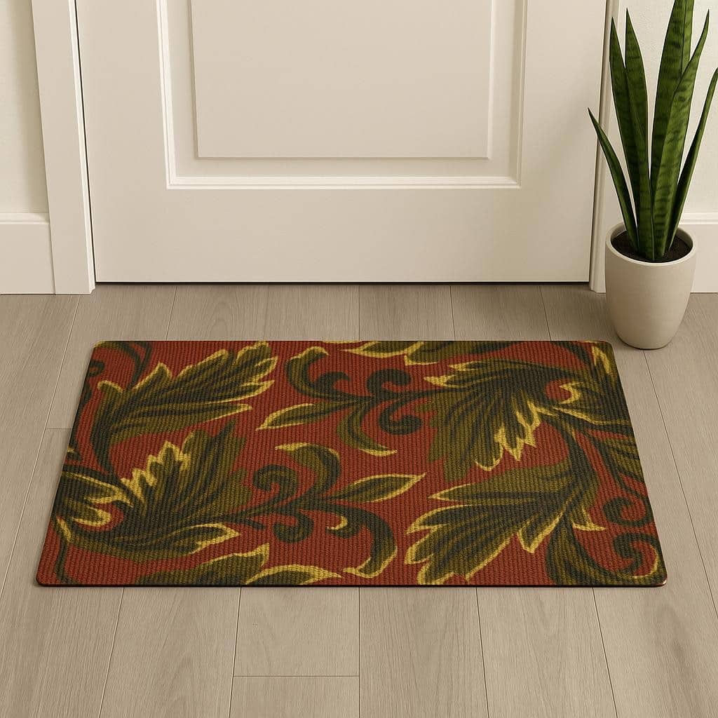 HomeRoots 2' X 3' Brown And Green Jute Botanical Leaves Hand Woven Area Rug - 36.00 in. x 24.00 in. x 0.25 in.