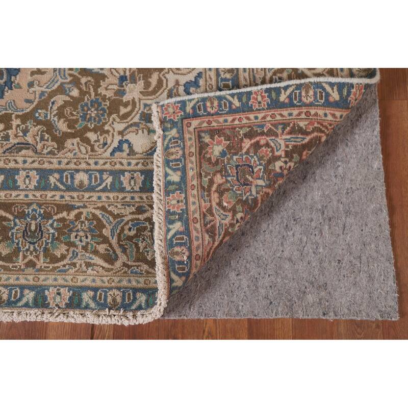 Hand Knotted Oriental 100% Wool Carpet Traditional Floral Coral Mashad Area Rug - 9' 1'' X 6' 1''