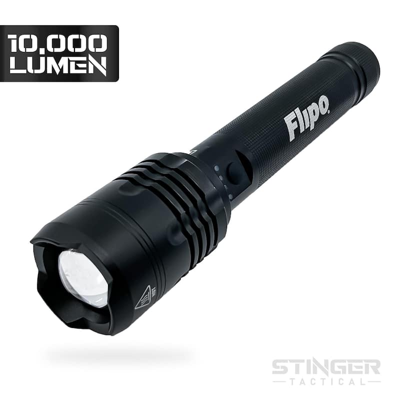 Stinger Tactical 10,000 Lumen Rechargeable Flashlight - Black
