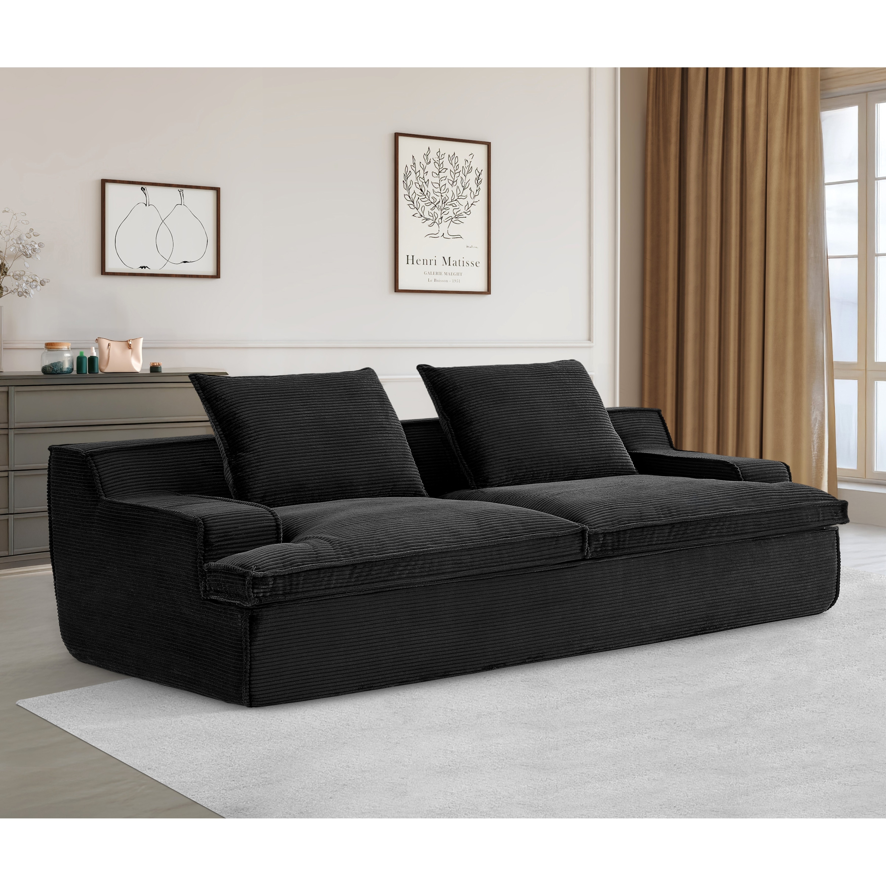 90 Inch Wide Oversized Full Foam 4 Seater Couch for Living Room
