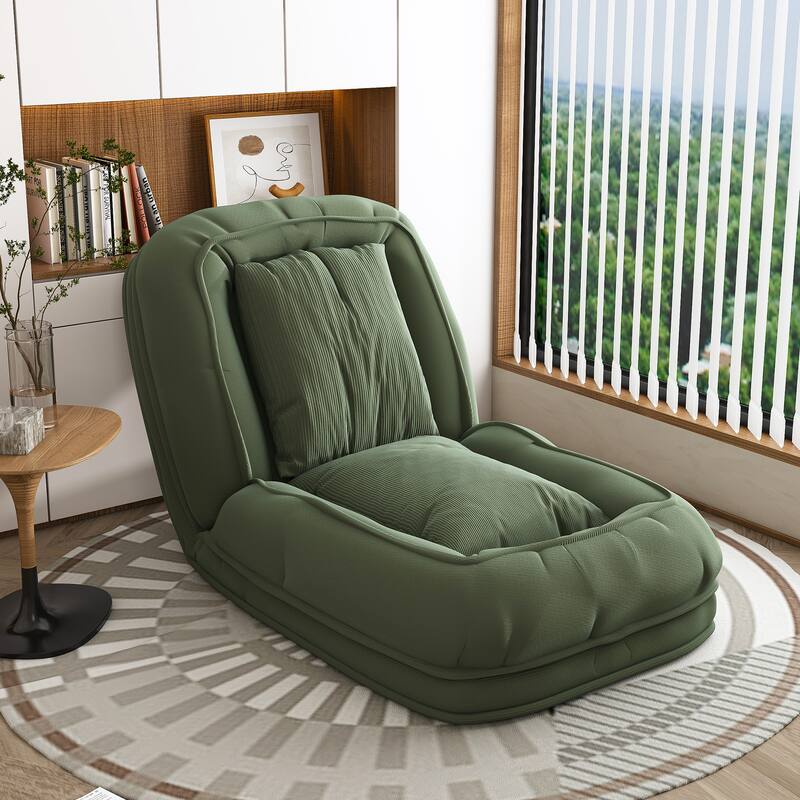 Upholstered Human & Dog Shared Sofa Bed, 5-Position Adjustable Foldable Lounger with Pillows
