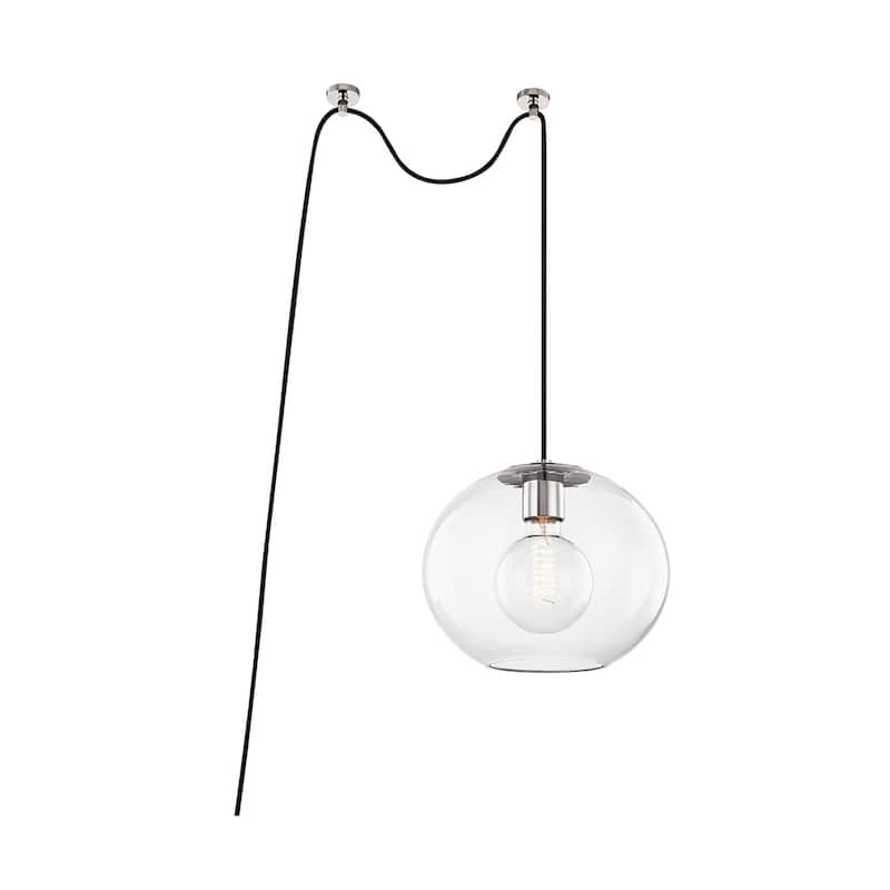 Mitzi by Hudson Valley Margot 10.5-inch Polished Nickel Pendant, Clear Glass