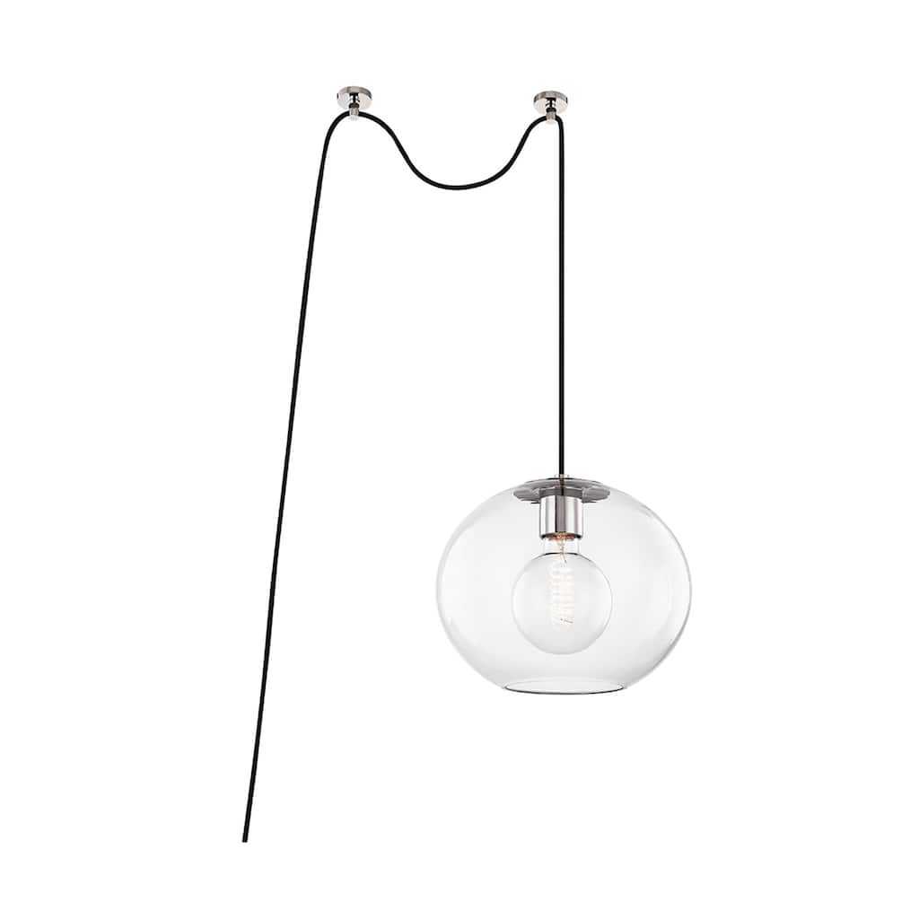 Mitzi by Hudson Valley Margot 10.5-inch Polished Nickel Pendant, Clear Glass