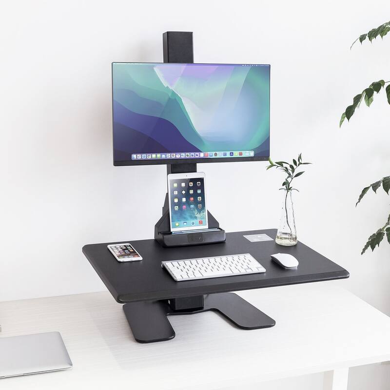 Mount-It! Standing Desk Sit-Stand Desk Converter Motorized Tabletop Sit Stand Desk with Monitor Mount -