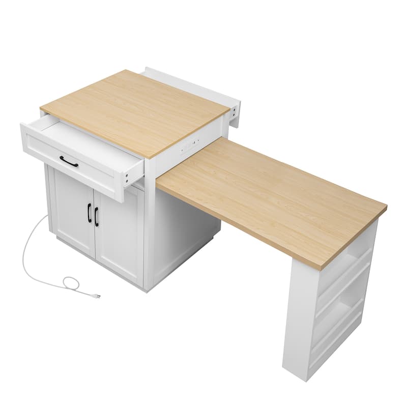 Tinny MDF Kitchen Island with Extendable Dining Table(32-in x28-in x36-in)