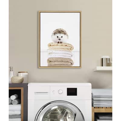 Kate and Laurel Sylvie Fold Hedgehog 1 Framed Canvas by Amy Peterson