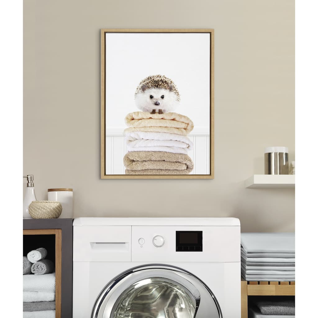 Kate and Laurel Sylvie Fold Hedgehog 1 Framed Canvas by Amy Peterson