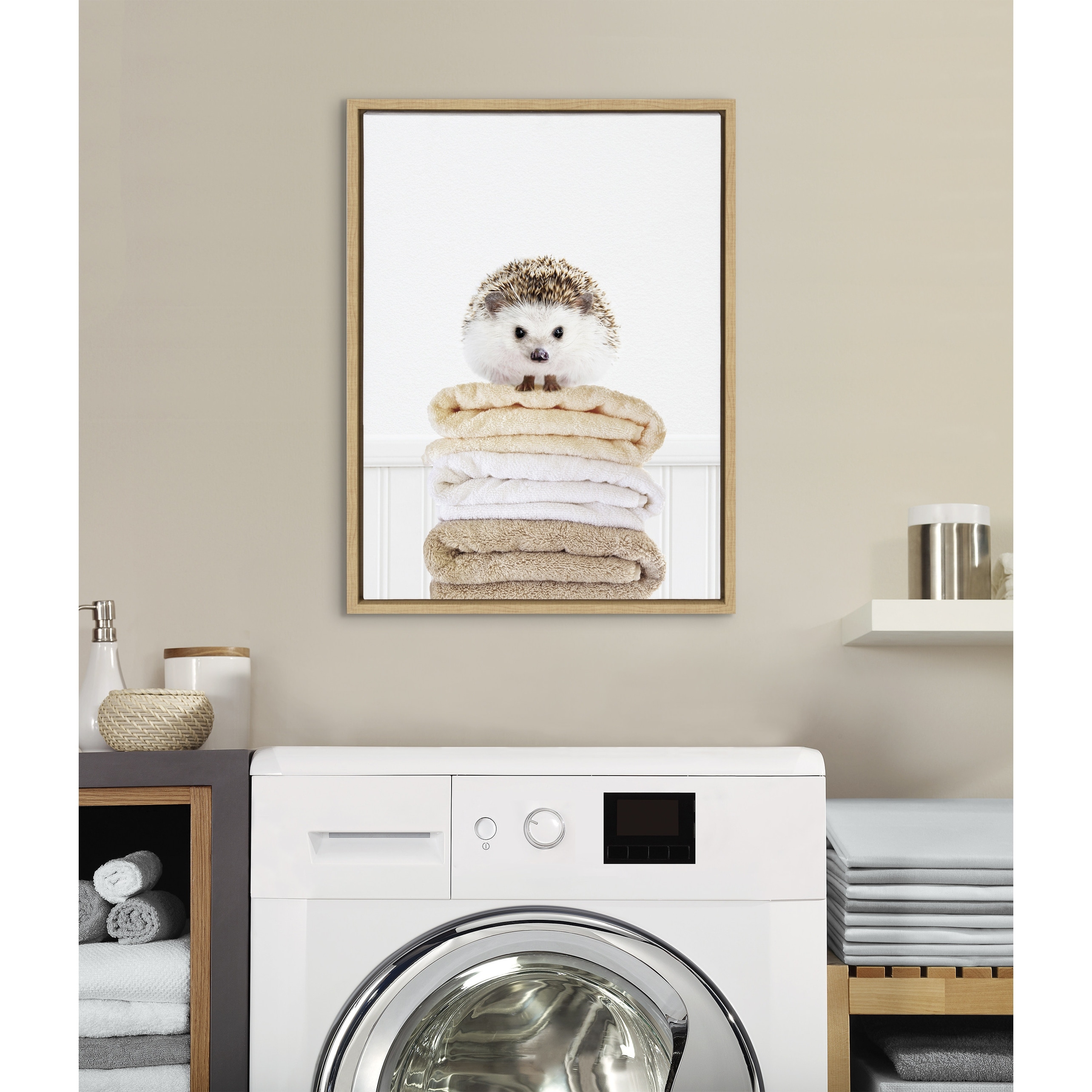 Kate and Laurel Sylvie Fold Hedgehog 1 Framed Canvas by Amy Peterson