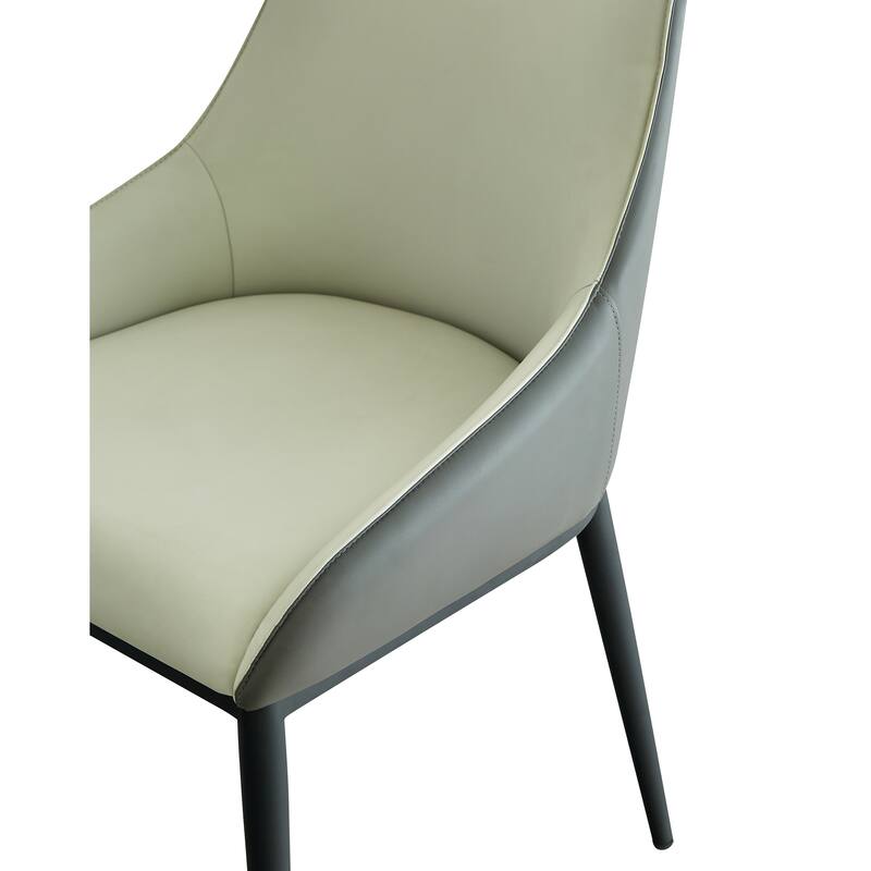 Modern Dining Chairs Set of 2, PU Leather Armless Accent Chairs, Upholstered Side Chairs with Soft Backrest and Metal Legs