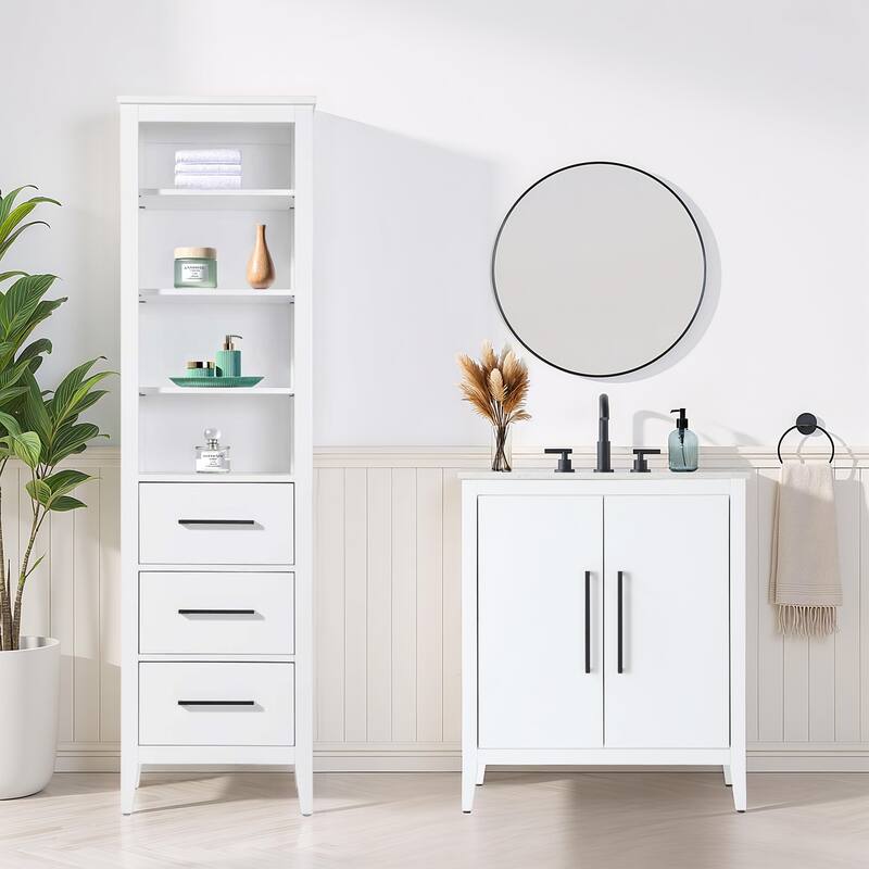 Laura 16-28 Inch Open Shelving Bath Storage Cabinet