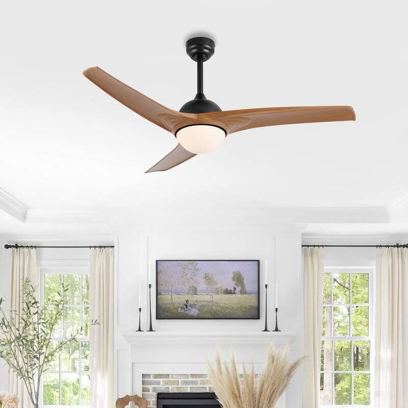 Aviator 52" 1-Light Industrial Iron/Plastic Mobile-App/Remote-Controlled 6-Speed Propeller LED Ceiling Fan, by JONATHAN Y
