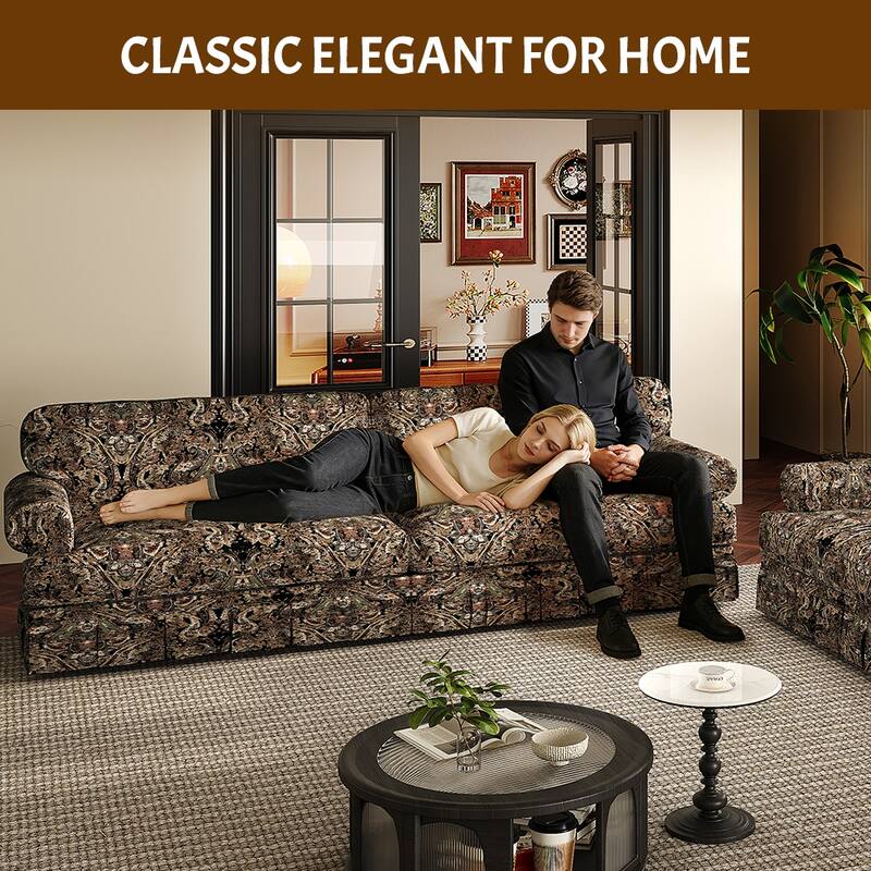 Luxury 3-Seater Cloud Couch with Chenille Fabric, Extra Deep Seat & Mid-Century Design for Apartment or Office