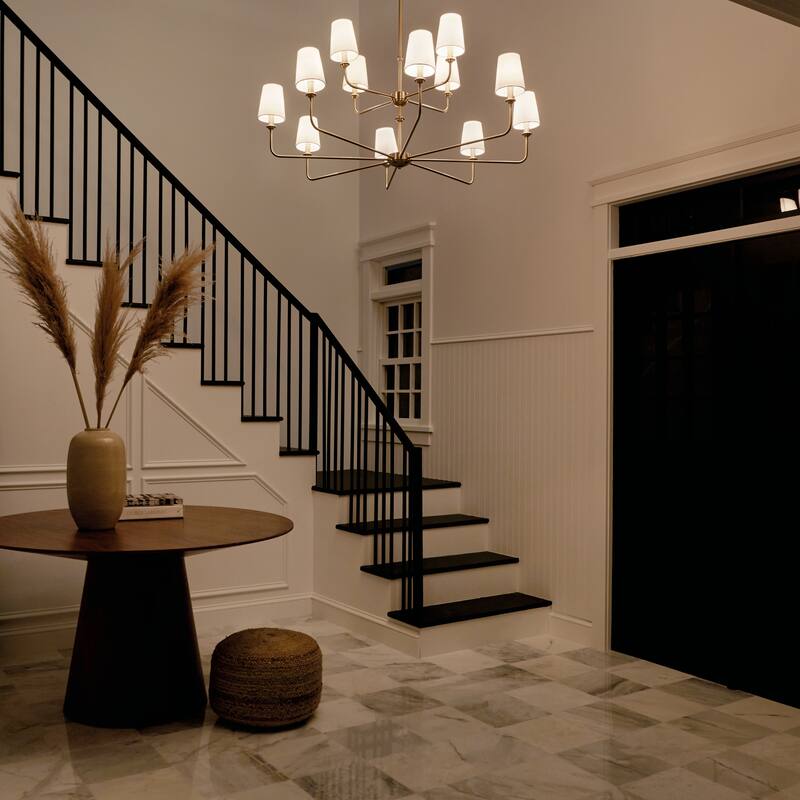 Kichler Lighting Pallas 12-Light Brushed Natural Brass 2-Tier Chandelier - 42.75 in