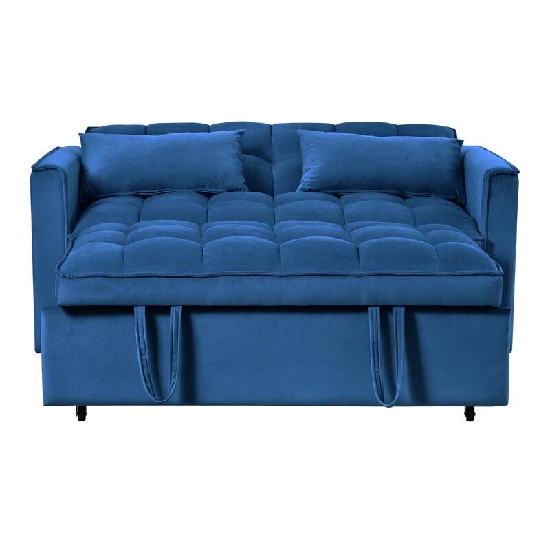 3-in-1 Velvet Convertible Sofa Bed, Adjustable Backrest with Pockets