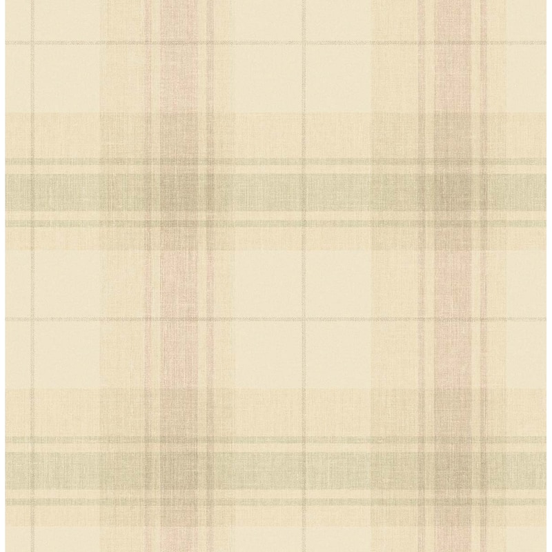 Seabrook Designs Delphia Plaid Unpasted Wallpaper - 20.5 in. W x 33 ft. L - Mauve & Basil