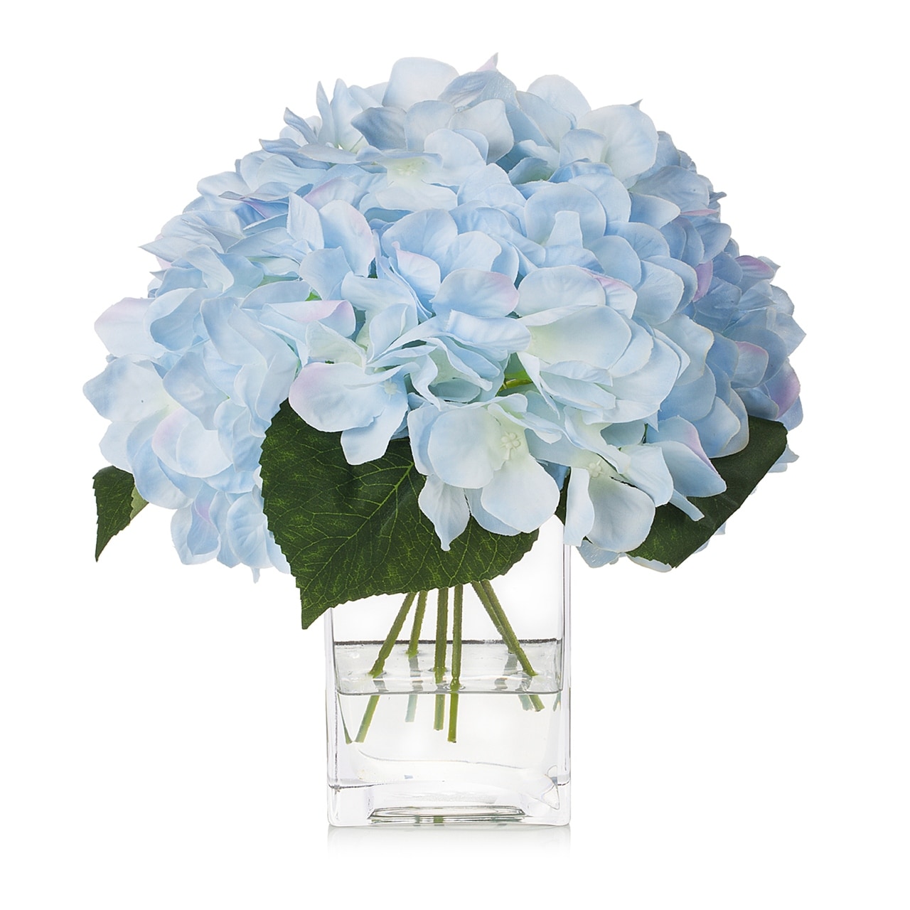 Enova Home Artificial Silk Hydrangea Fake Flowers Arrangement in Clear Vase  with Faux Water for Home Wedding Centerpiece - N/A - Bed Bath & Beyond -  29346456