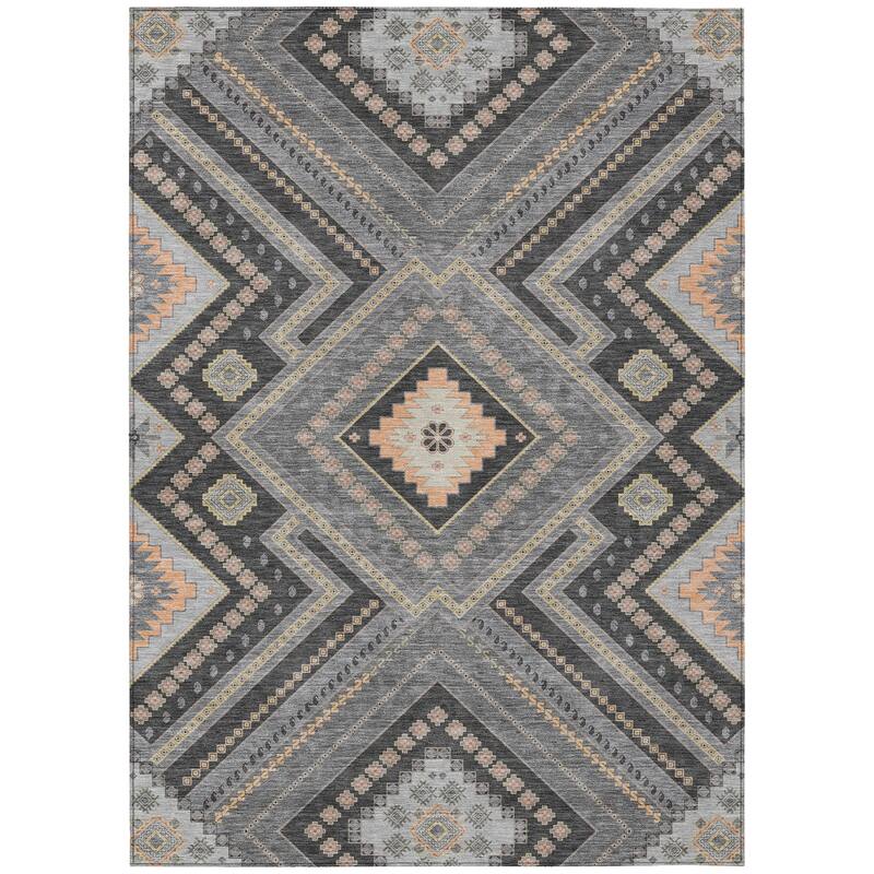Machine Washable Indoor/ Outdoor Global Boho Chantille Rug