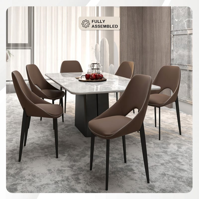 Amalfi Set of 4 Dining Chairs - Stylish & Comfortable Curved Open Back Accent Chair - Versatile Seating for Home or Apartment