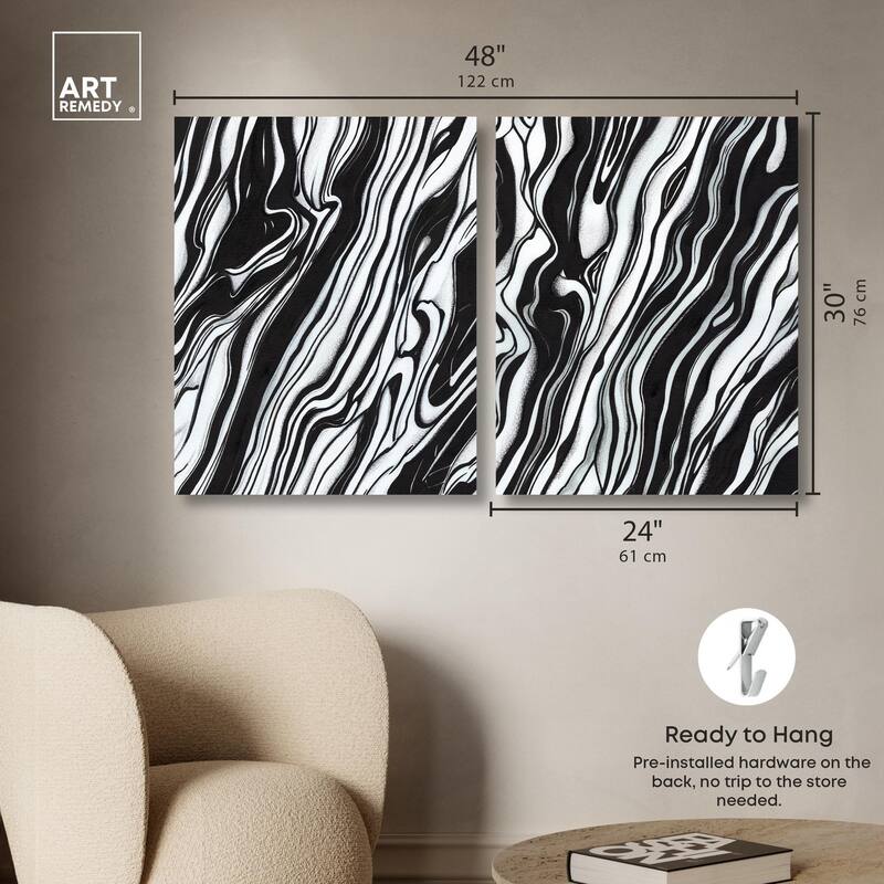 Abstract Lines Set Canvas Set of 2 by Art Remedy, Gallery Wrapped