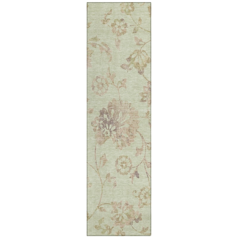 Machine Washable Indoor/ Outdoor Chantille Modern Floral Rug
