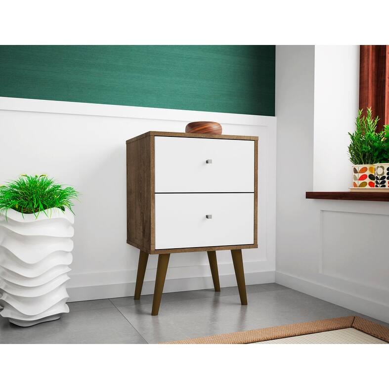 Liberty Mid Century Modern Black Nightstand 2.0 with 2 Extension Drawers