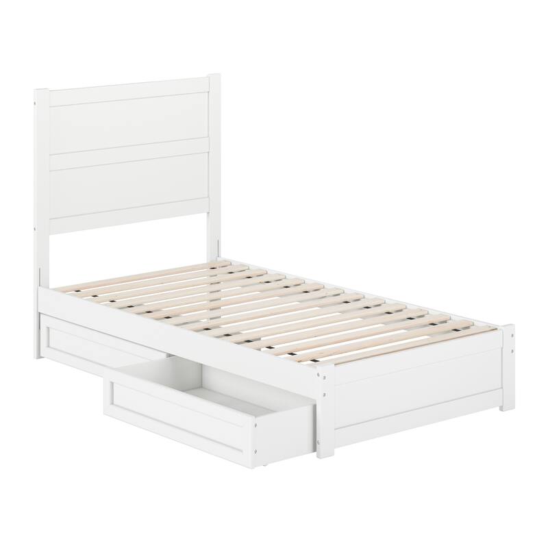 Aveline Wood Platform Bed with Matching Footboard & Storage Drawers