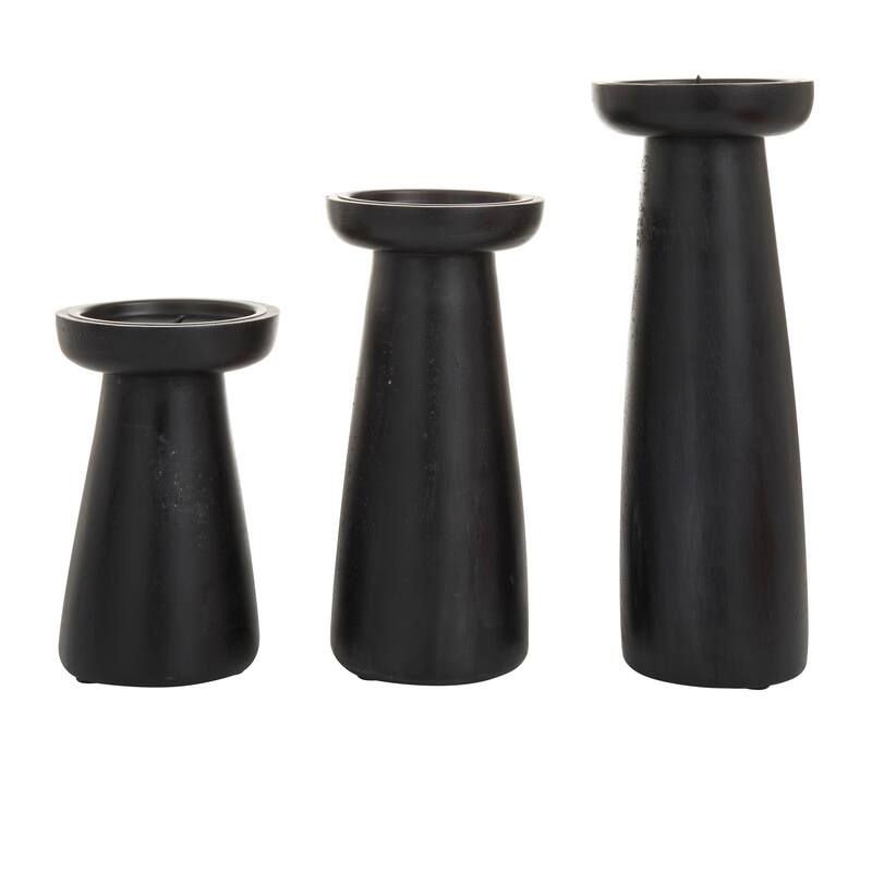 CosmoLiving by Cosmopolitan Wood Modern Candle Holder Set of 3 - S/3 10", 8", 6"H