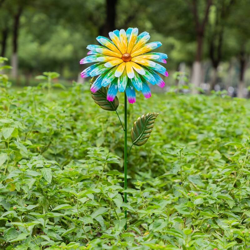 Glitzhome 41"H Garden Metal Flower Yardstake