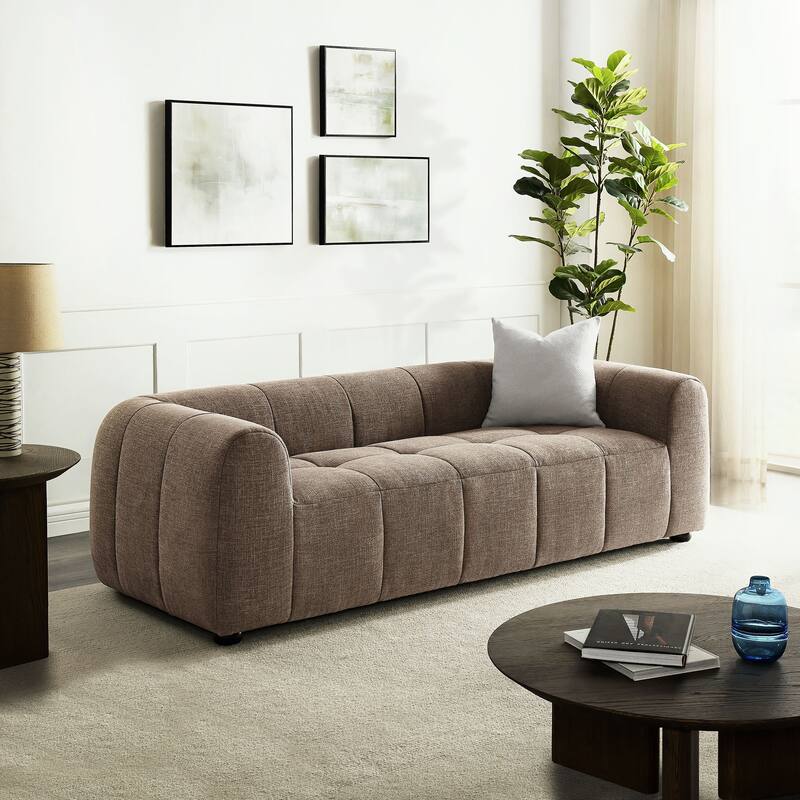 Liana Upholstered Fabric Sofa in Pewter - Mocha