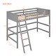 preview thumbnail 5 of 11, Solid Wood Twin Size Loft Bed with Ladder, Gray, Modern and Elegant Design Loft Bed for Kids and Teens