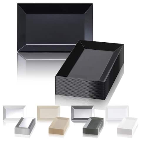 Solid Rectangular Disposable Plastic Plate Packs - Party Supplies