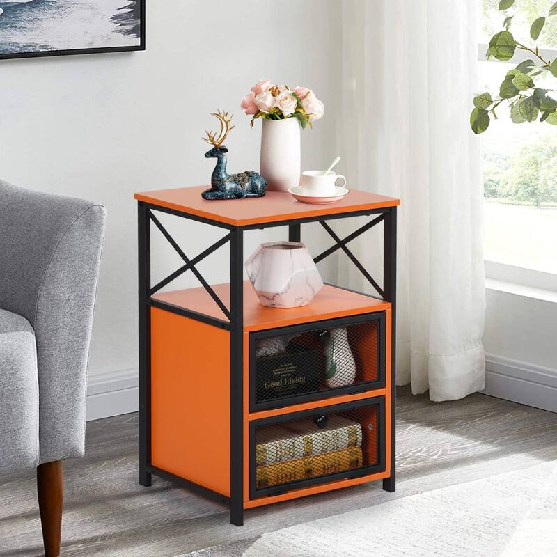 Nightstand, End Side Table with Storage Space and Door,Modern Nightstands for Living Room,Bedroom