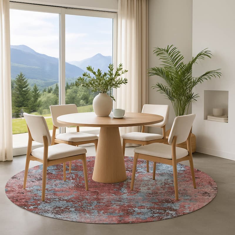 Premium Washable Super Soft Chic Abstract Mayfield Rug - Coral - 8' x 8'