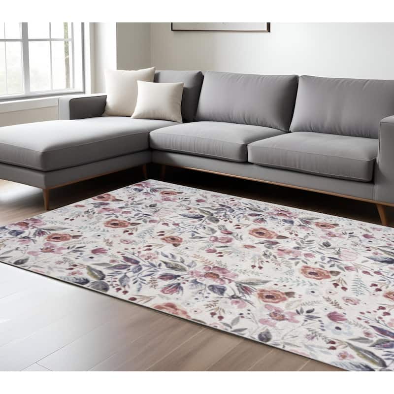 HomeRoots Floral Traditional Rectangle Area Rug - 144.00 in. x 110.00 in. x 0.25 in.
