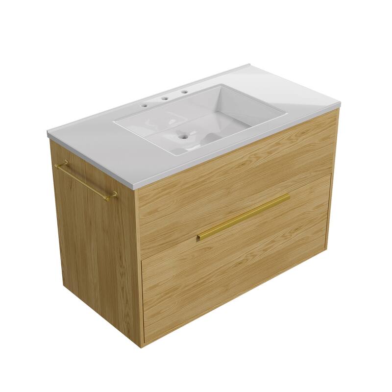 Stylish 36-Inch Bathroom Vanity with Sink and Hidden Side Cabinet for Modern Spaces