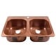 preview thumbnail 2 of 9, Santi Copper 33" Double Bowl Drop-In Kitchen Sink with 1 Hole