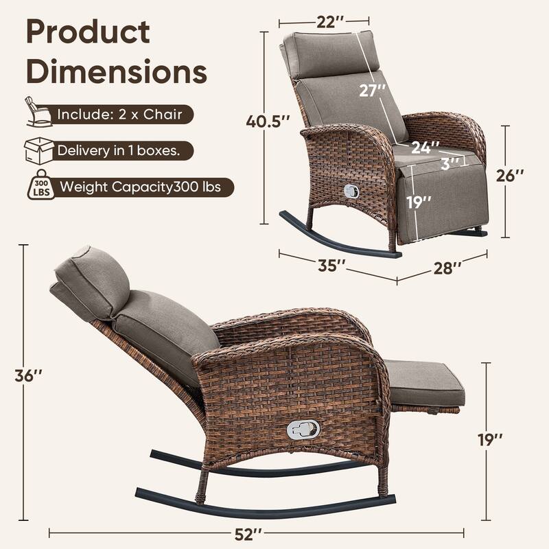 Pocassy Versatile Outdoor Recliner Rocker Chair with Side Table