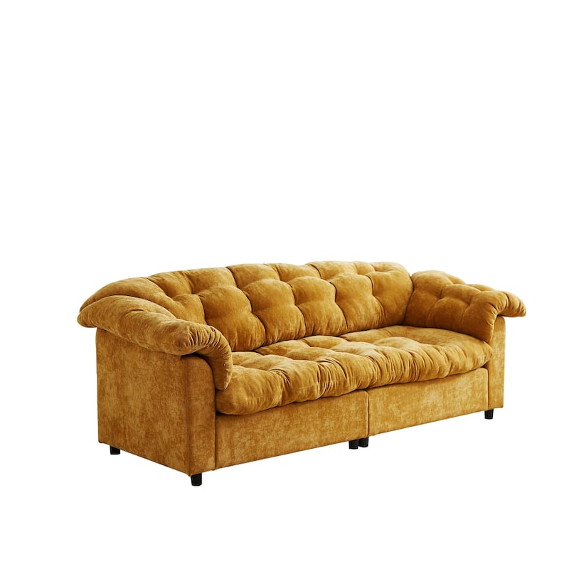 99.2" Fabric Modern Classic 3-Seater Sofa, Solid Wood Frame & Plush Cloud Cushioning