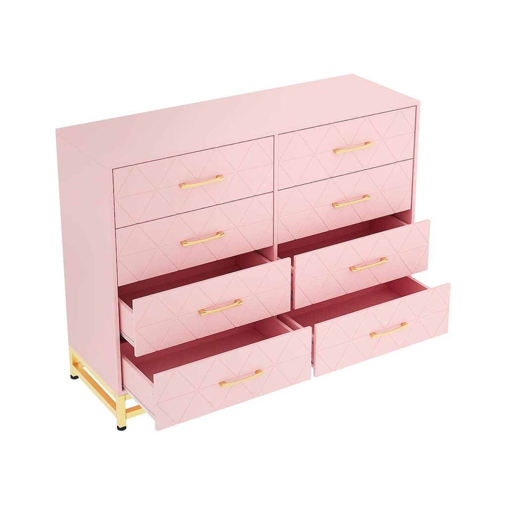 8 Drawer Dresser for Bedroom, Wood Dresser Tv Stand, Modern Chest of Drawers, Storage Organization Unit