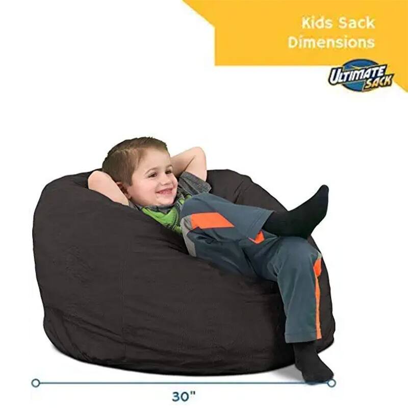 Ultimate Sack Kids Bean Bag Chair, Oversized Indoor Comfy Lounger, Grey Suede