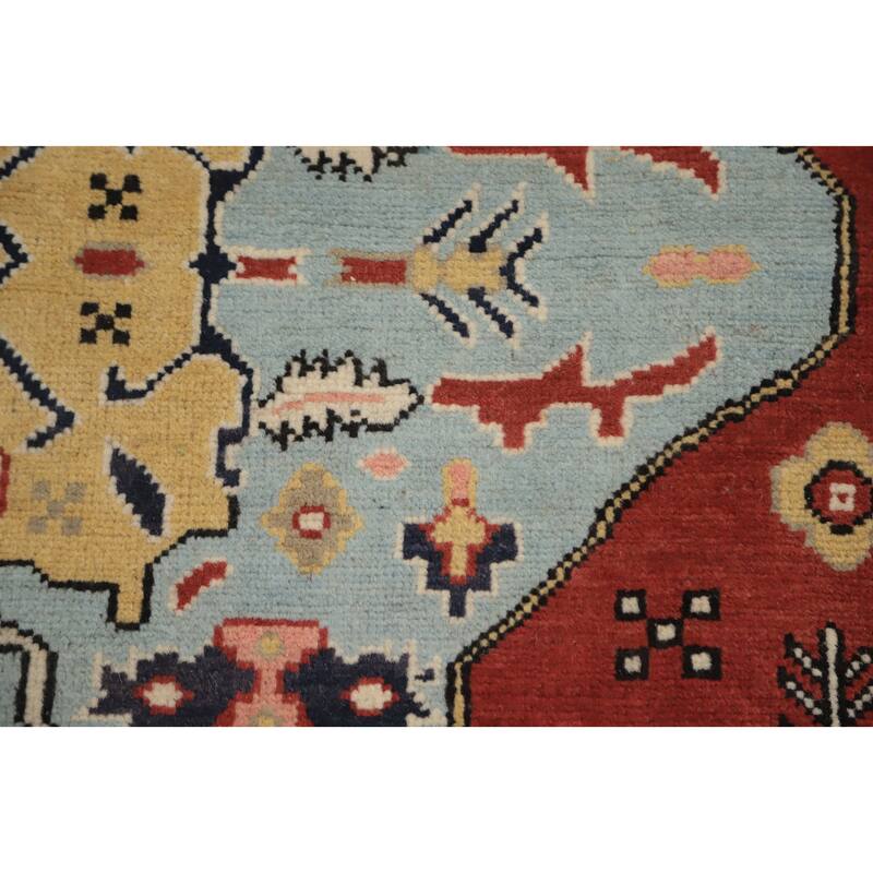 Hand Knotted Oriental 100% Wool Carpet Traditional Medallion Oranges & Rust Heriz (serapi) Area Rug - 9' 1'' X 6' 4''