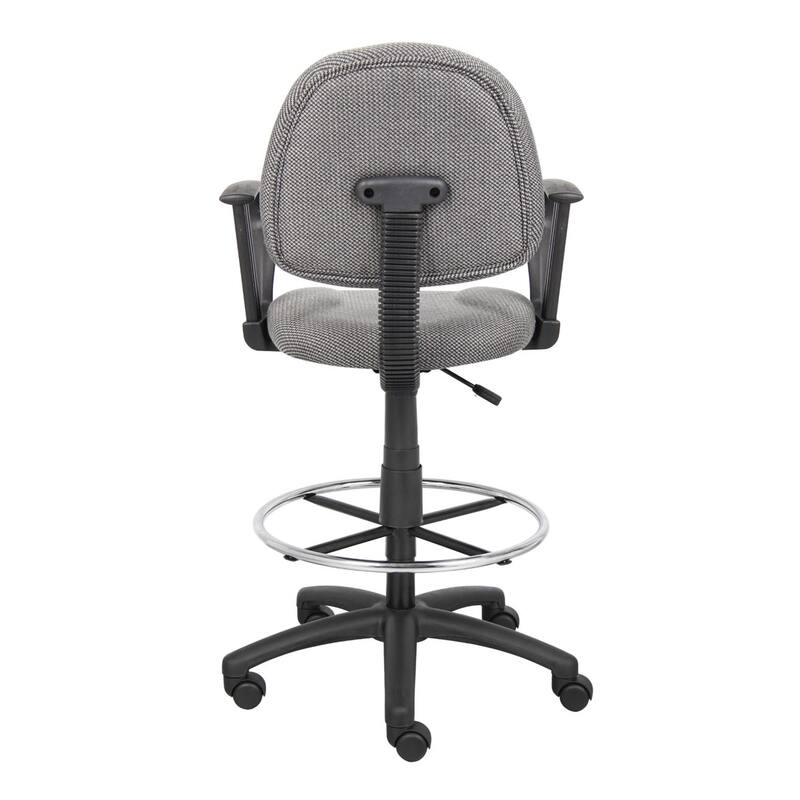 Jea Drafting Stool Chair, Loop Arms, Gray Tweed, Round Footring